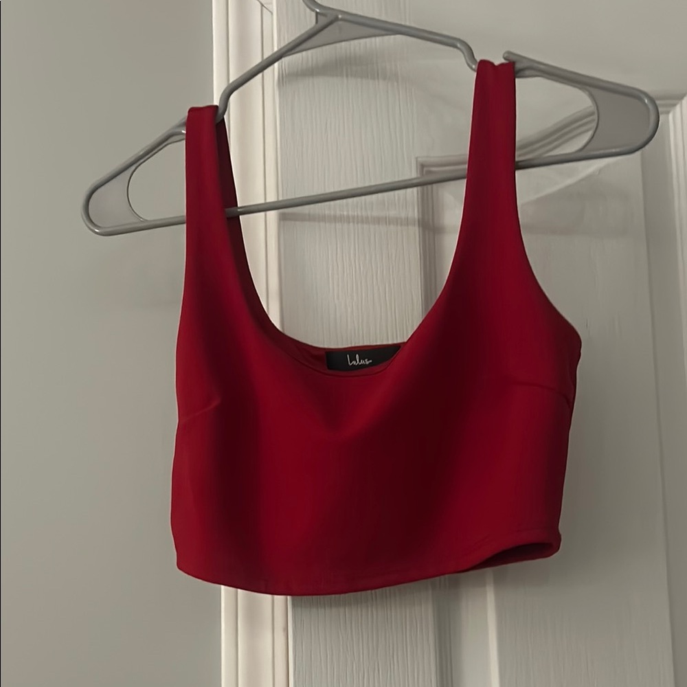 Lulu's Red Sleeveless Fitted Crop Tank Top